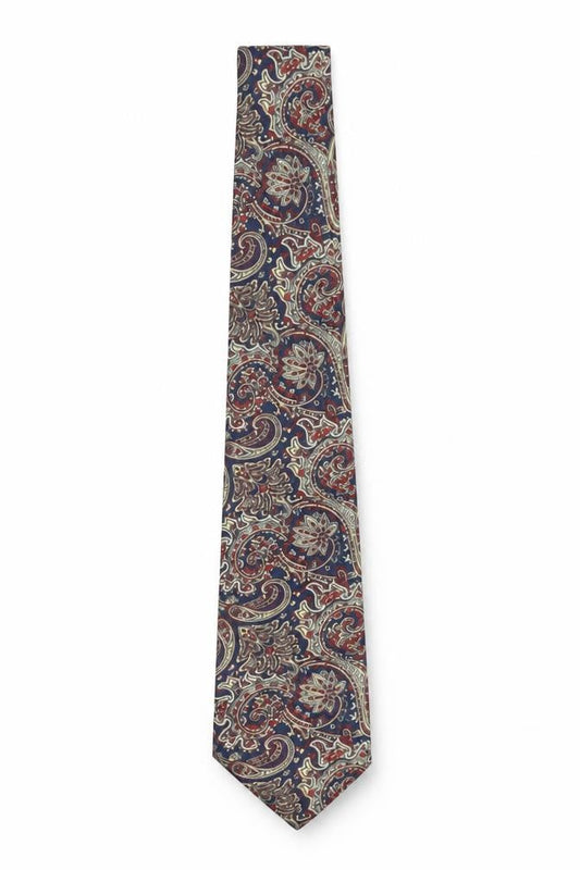 Mens Marks and Spencer Blue Paisley 100% Polyester Pointed Tie