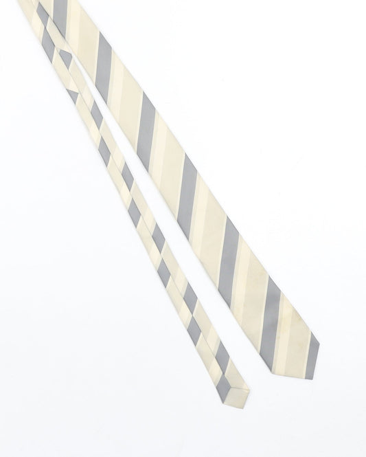 Michael George Men’s Grey Striped Vintage Polyester Tie One Size