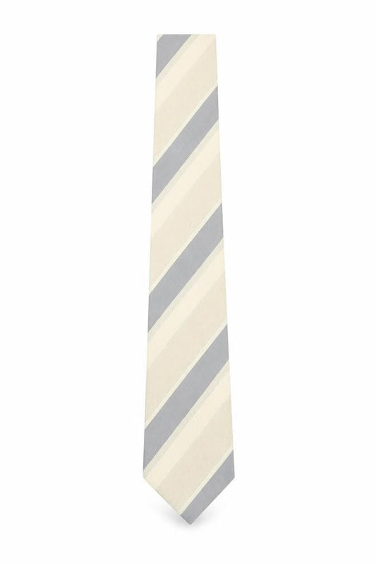 Mens Michael George Grey Striped 100% Polyester Pointed Tie