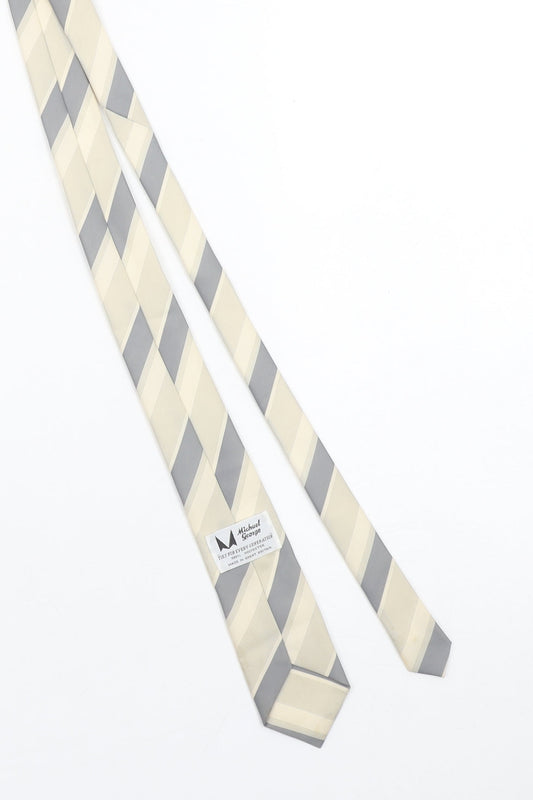 Michael George Men’s Grey Striped Vintage Polyester Tie One Size
