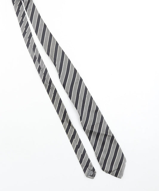 Charleston The Rocks Men's Black Striped Slim Silk Tie One Size