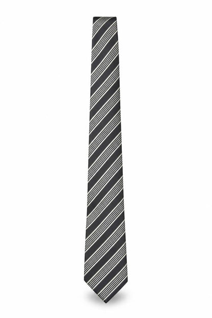 Mens Charleston The Rocks Black Striped 100% Silk Slim Tie