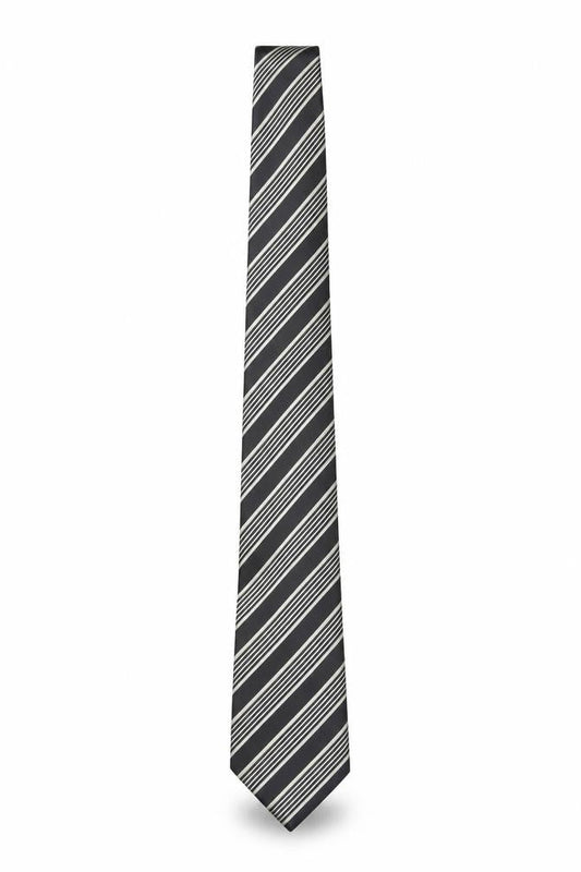 Mens Charleston The Rocks Black Striped 100% Silk Slim Tie