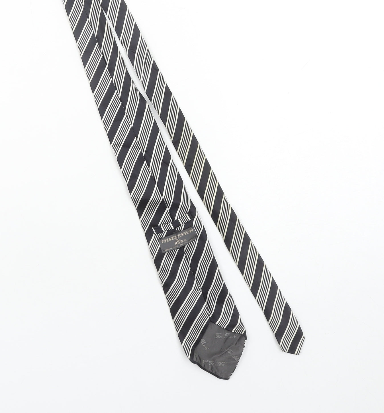 Charleston The Rocks Men's Black Striped Slim Silk Tie One Size