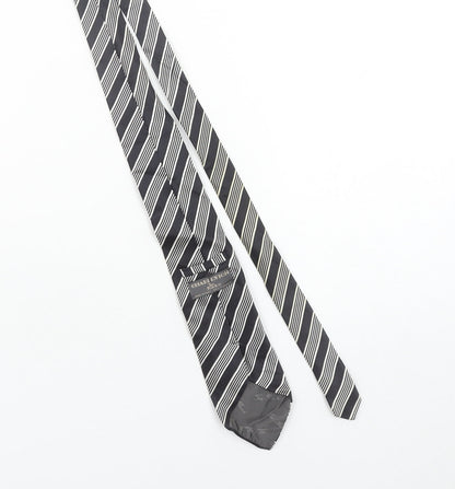 Charleston The Rocks Men's Black Striped Slim Silk Tie One Size