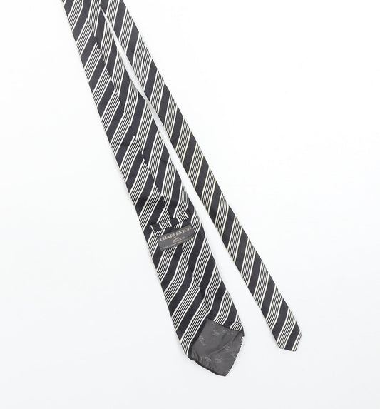 Charleston The Rocks Men's Black Striped Slim Silk Tie One Size