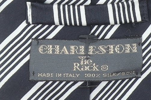 Charleston The Rocks Men's Black Striped Slim Silk Tie One Size