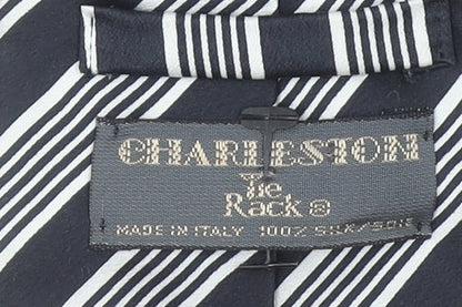 Charleston The Rocks Men's Black Striped Slim Silk Tie One Size