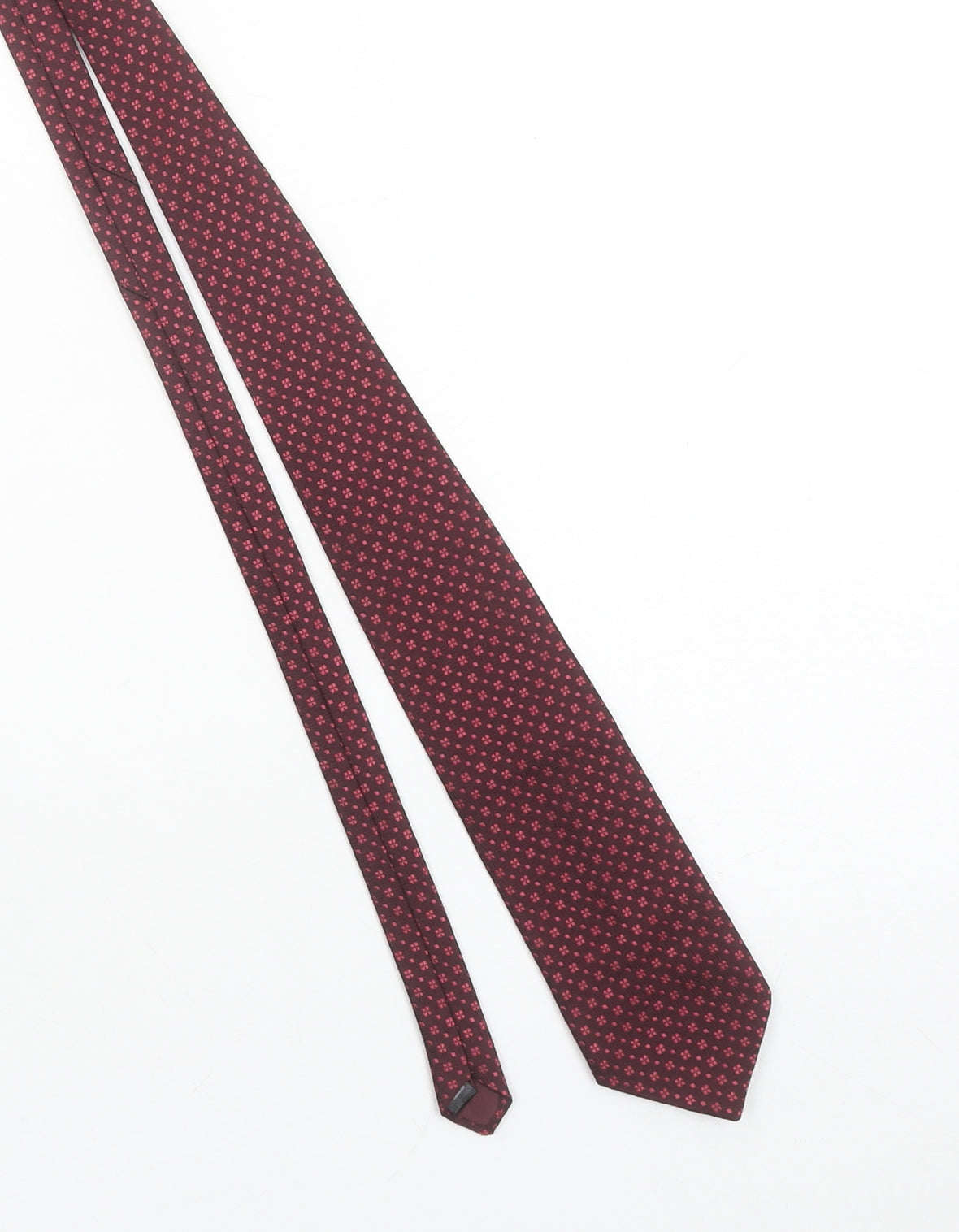 Canda Men's Burgundy Geometric Polyester Slim Tie