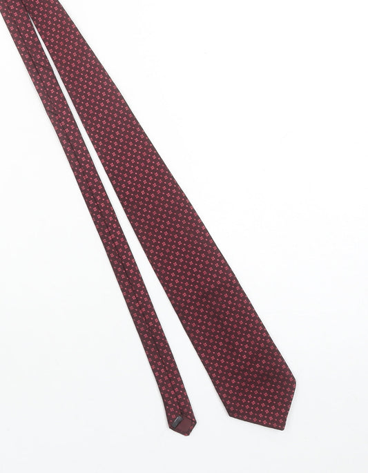 Canda Men's Burgundy Geometric Polyester Slim Tie