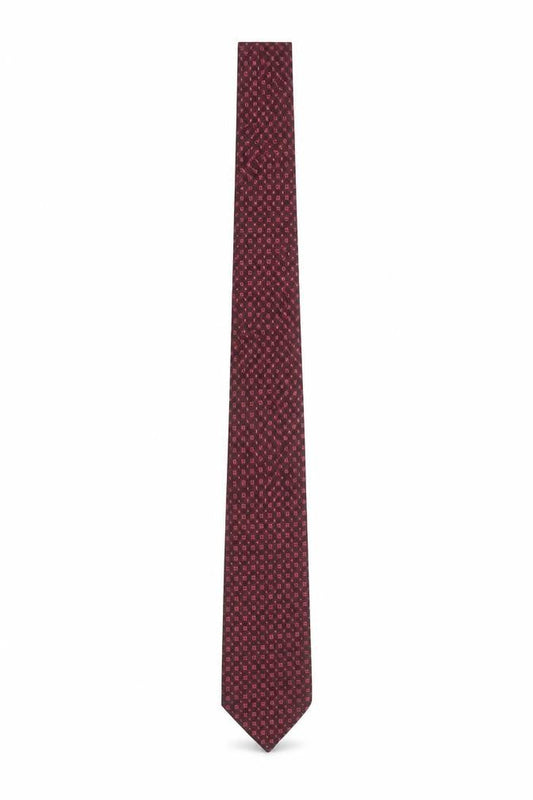 Front view of Canda Men's Burgundy Geometric Polyester Slim Tie