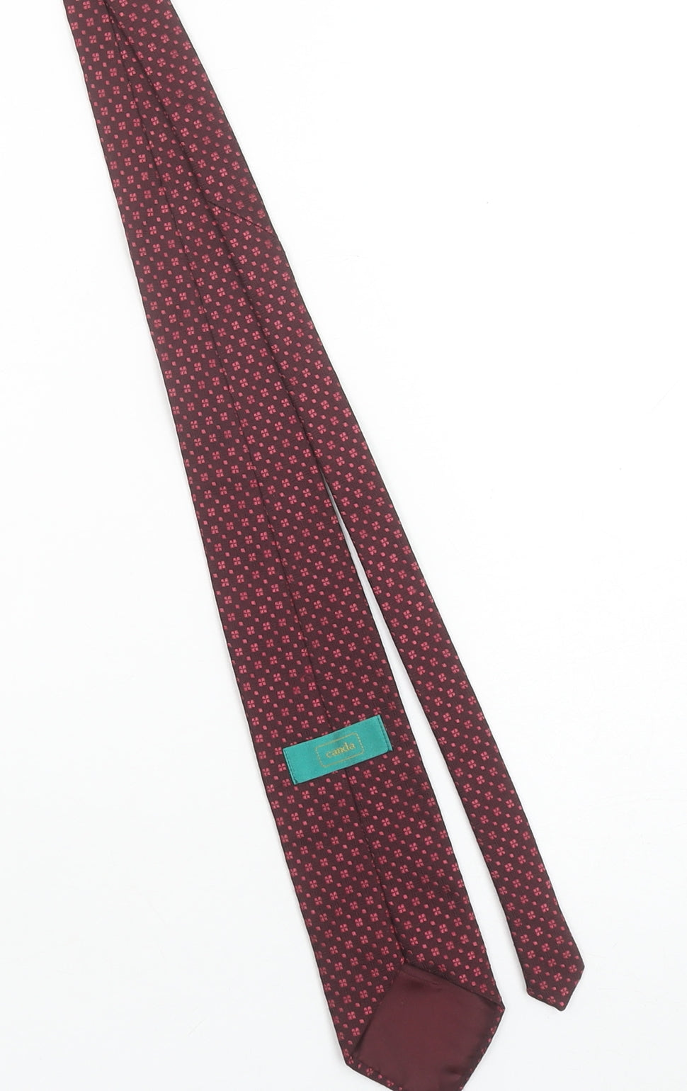 Canda Men's Burgundy Geometric Polyester Slim Tie