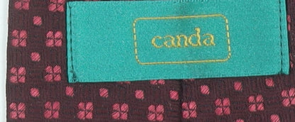 Canda Men's Burgundy Geometric Polyester Slim Tie