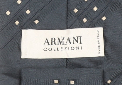 Armani Collezioni Men's Blue Geometric Silk Designer Tie