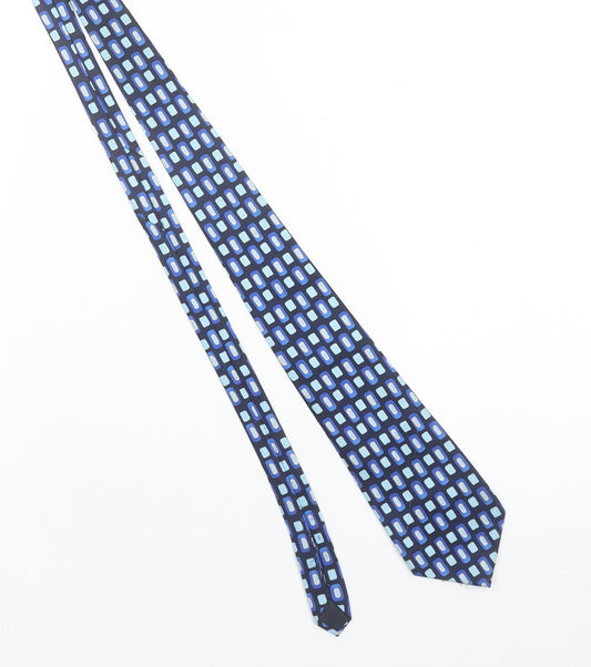 Renaissance Men's Blue Geometric Slim Tie 100% Polyester