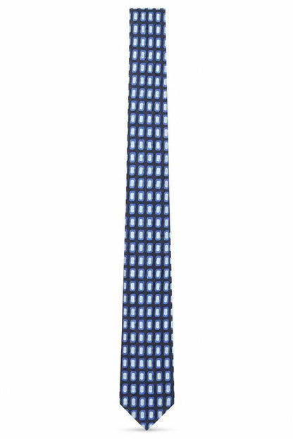 Mens Renaissance Blue Geometric 100% Polyester Slim Tie