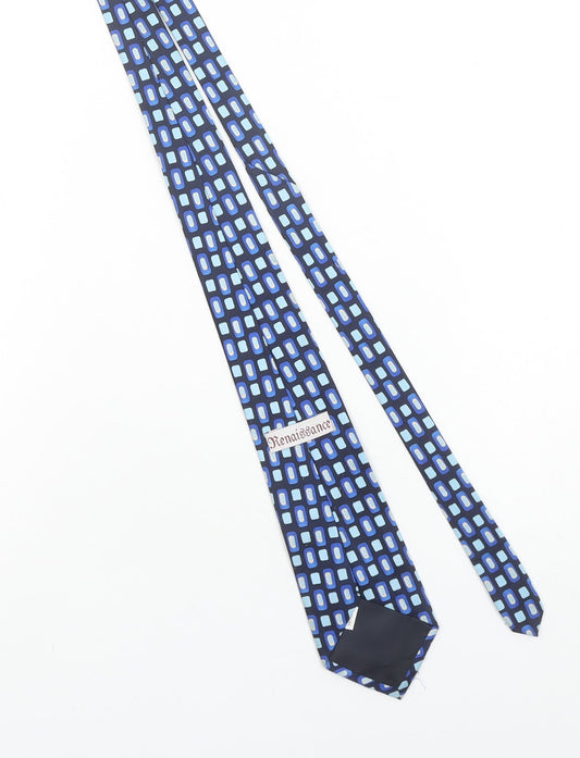 Renaissance Men's Blue Geometric Slim Tie 100% Polyester