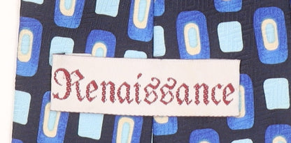 Mens Renaissance Blue Geometric 100% Polyester Slim Tie