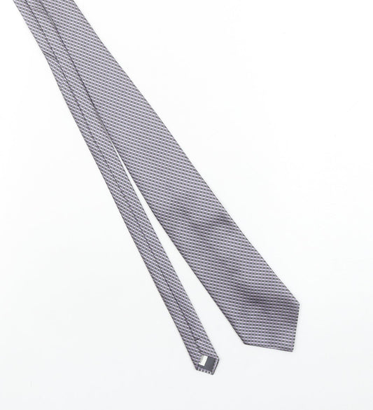 Wolsey Men's Grey Geometric Woven Slim Tie – One Size Polyester