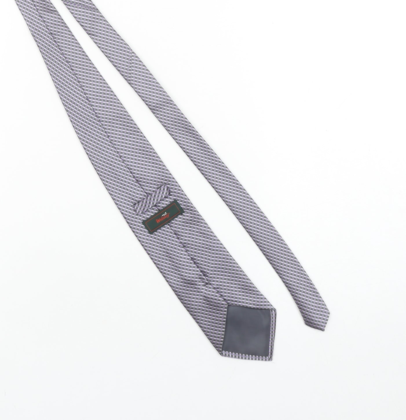 Wolsey Men's Grey Geometric Woven Slim Tie – One Size Polyester