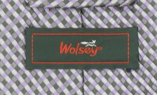 Wolsey Men's Grey Geometric Woven Slim Tie – One Size Polyester
