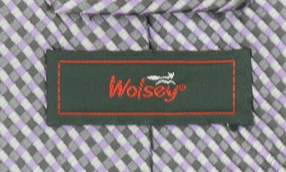 Wolsey Men's Grey Geometric Woven Slim Tie – One Size Polyester