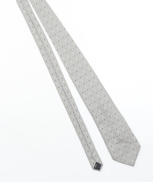 Zantos Men's Grey Polka Dot Slim Tie – 176cm Polyester Designer Style