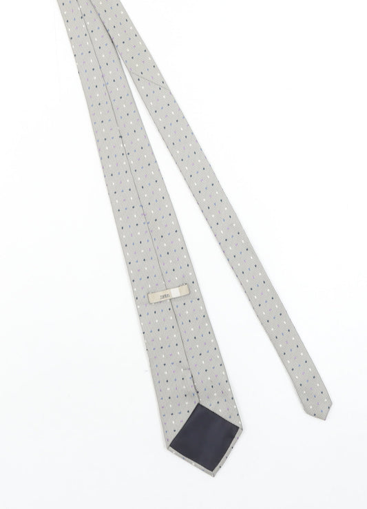Zantos Men's Grey Polka Dot Slim Tie – 176cm Polyester Designer Style