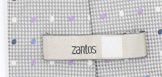 Zantos Men's Grey Polka Dot Slim Tie – 176cm Polyester Designer Style