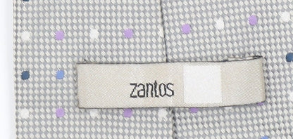 Zantos Men's Grey Polka Dot Slim Tie – 176cm Polyester Designer Style