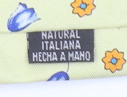 Jermyn Street London Men Yellow Floral Silk Slim Tie Handmade 176cm