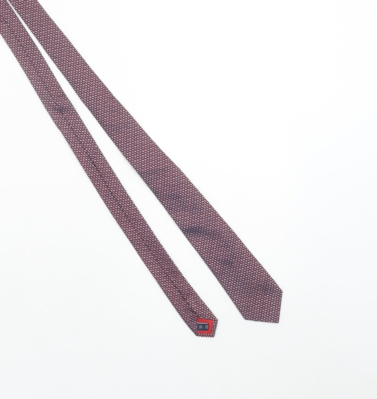 T.M. Lewin Men's Burgundy Geometric Pure Silk Handmade Tie