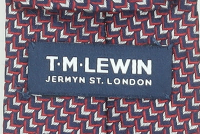 T.M. Lewin Men's Burgundy Geometric Pure Silk Handmade Tie