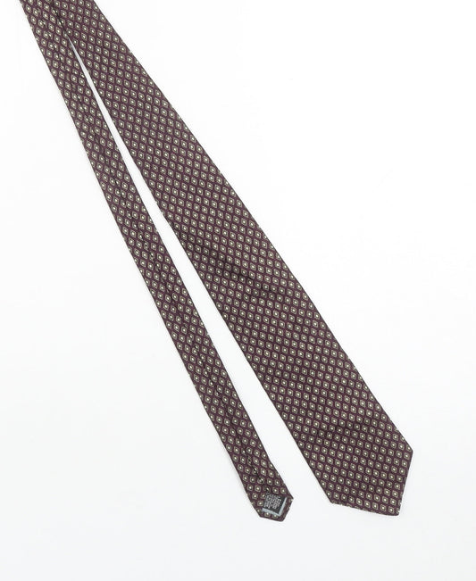 Woodbury Men's Burgundy Geometric Silk Tie Made in Italy 176cm