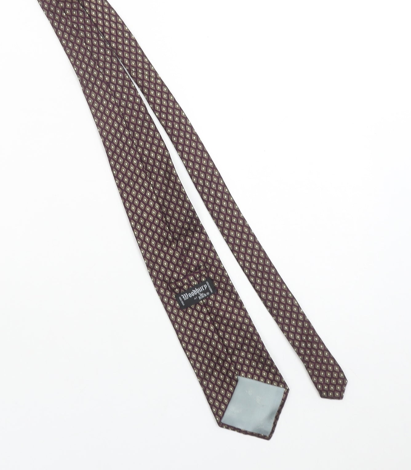 Woodbury Men's Burgundy Geometric Silk Tie Made in Italy 176cm