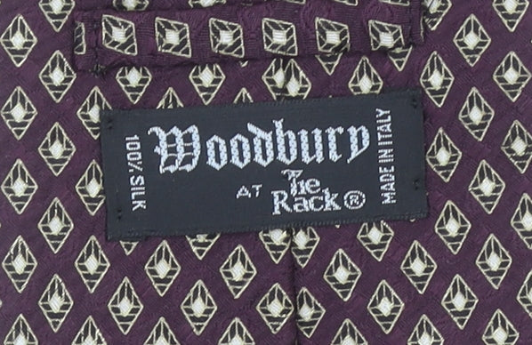 Woodbury Men's Burgundy Geometric Silk Tie Made in Italy 176cm