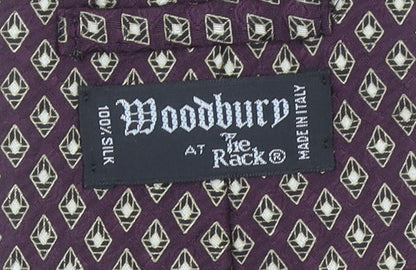 Woodbury Men's Burgundy Geometric Silk Tie Made in Italy 176cm