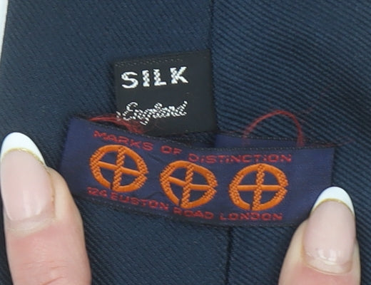 Marks of Distinction Men's Navy Silk Tie Made in England Classic Style