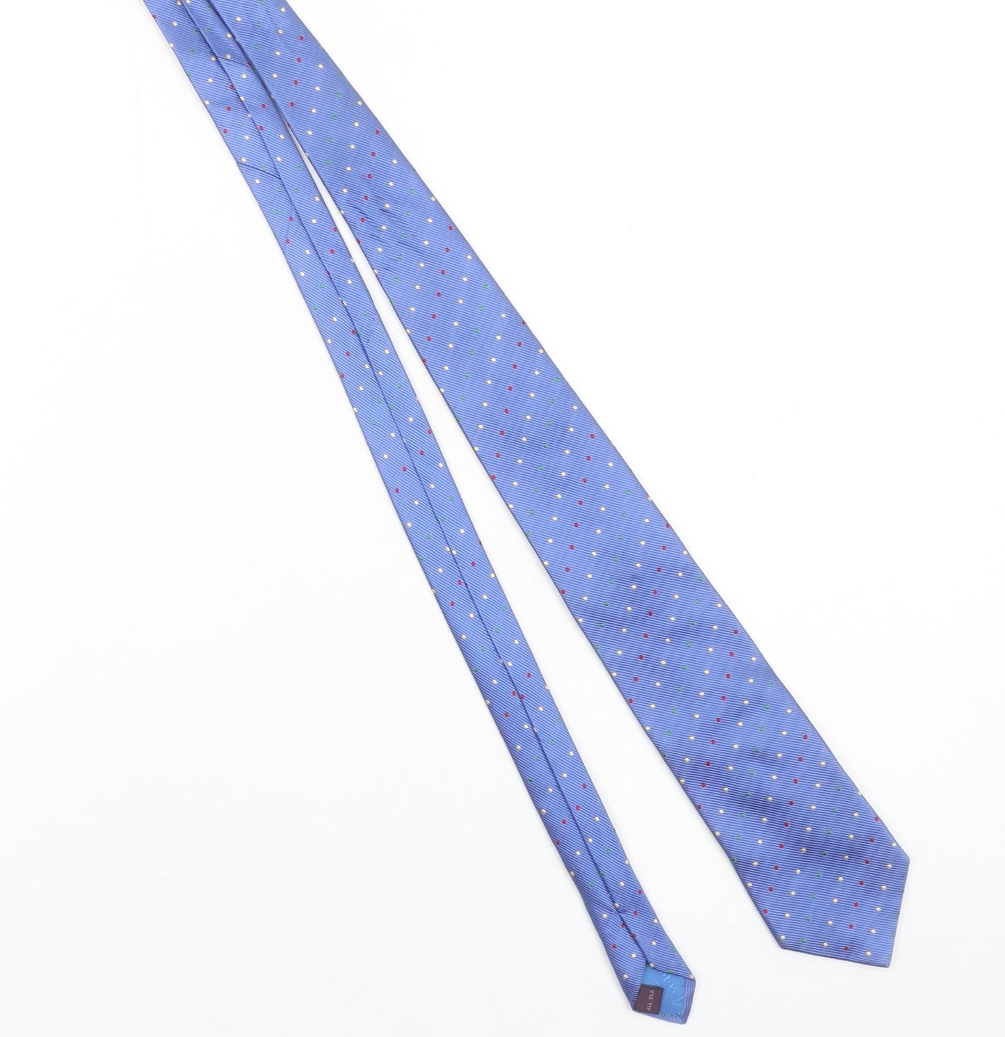 T.M. Lewin Men's Blue Polka Dot Silk Tie - Elegant Designer Style