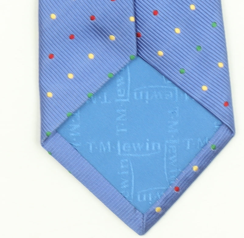 T.M. Lewin Men's Blue Polka Dot Silk Tie - Elegant Designer Style