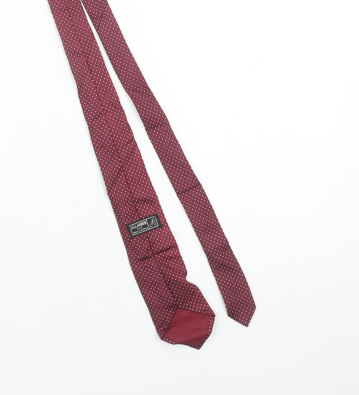 Allander Men's Burgundy Polka Dot Silk Tie Made in Britain