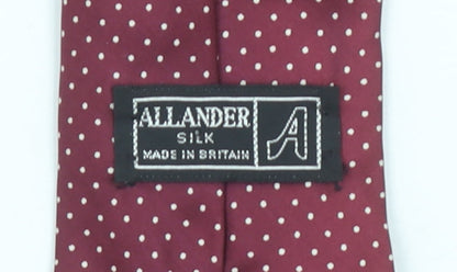 Allander Men's Burgundy Polka Dot Silk Tie Made in Britain