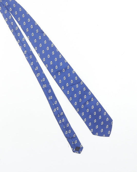 Jermyn Street Men's Blue Silk Patterned Tie Handmade in Italy