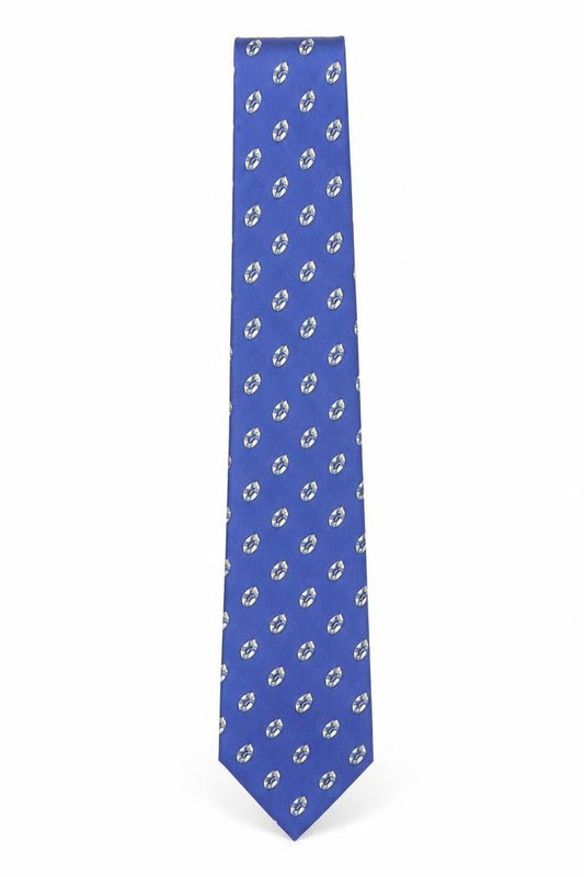 Mens Jermyn Street Blue Geometric 100% Silk Designer Tie