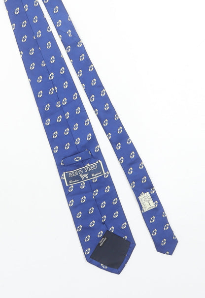 Jermyn Street Men's Blue Silk Patterned Tie Handmade in Italy