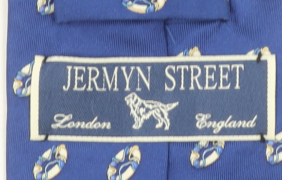 Jermyn Street Men's Blue Silk Patterned Tie Handmade in Italy