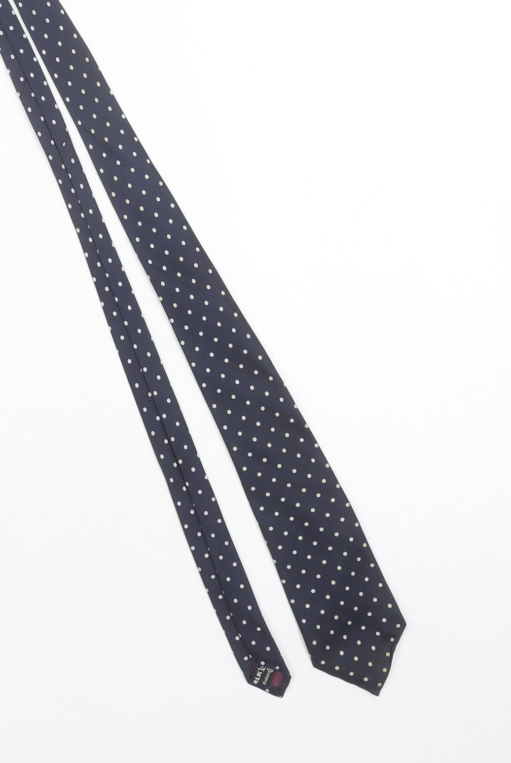 Hornes Men's Blue Polka Dot Slim Silk Tie