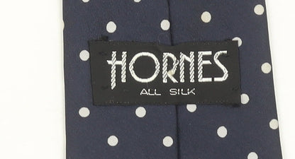 Hornes Men's Blue Polka Dot Slim Silk Tie