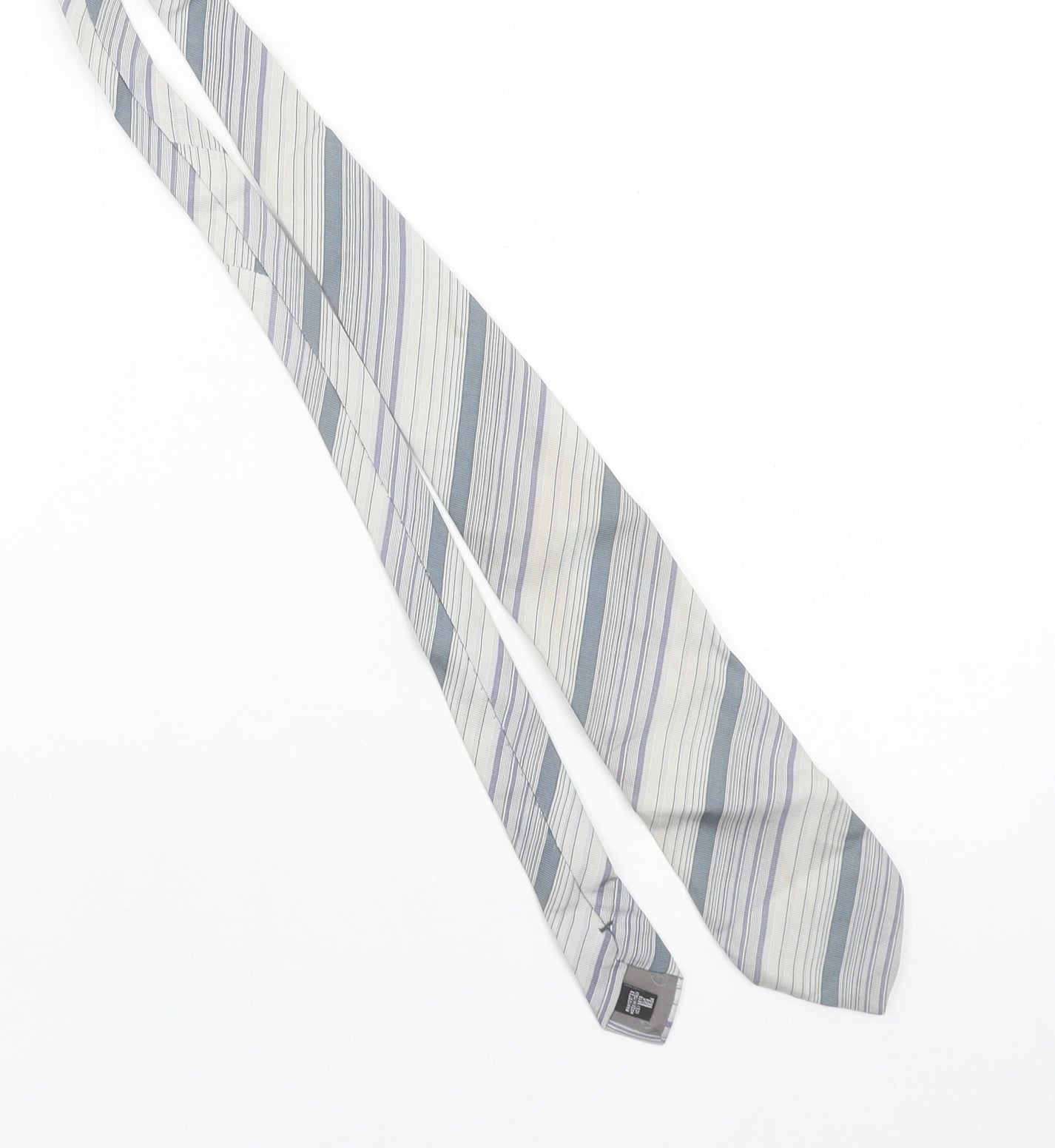 Giorgio Armani Men's Grey Striped 100% Silk Tie Made in Italy