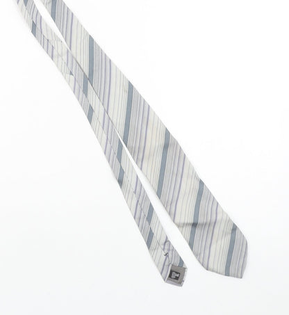 Giorgio Armani Men's Grey Striped 100% Silk Tie Made in Italy